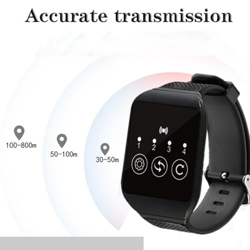 Wireless Calling System, 2 receptores de reloj y 1 transmisor, tecnología inalámbrica 98 canales, con modos de alerta vibración y zumbador, resistente al agua IPX4 miniatura 5