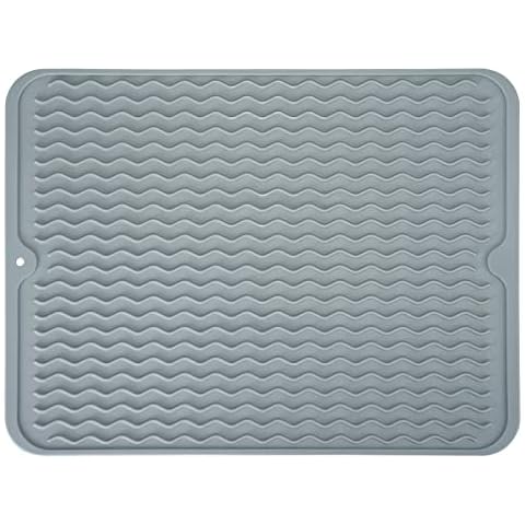 Silicone Dish Drying Mat, Dish Drying Mat, Silicone Mat, Non-Slip, Environmentally Friendly and Heat-Resistant for Drying Dishes and Glasses and Plates, Easy to Clean (Grey) Cover