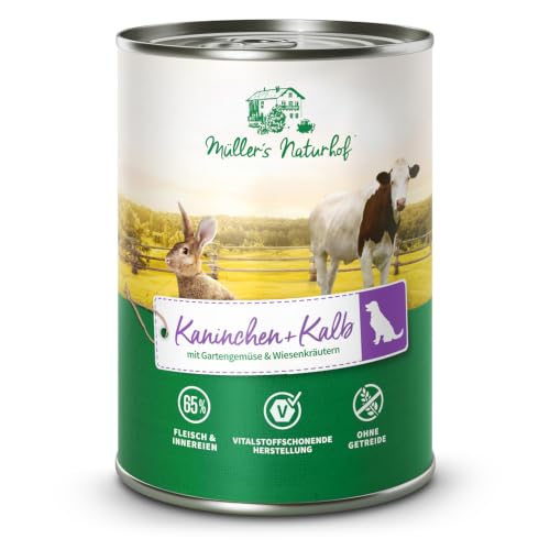 Müller's Naturhof* - Kaninchen - Nassfutter für Hunde - 6 x 400 g