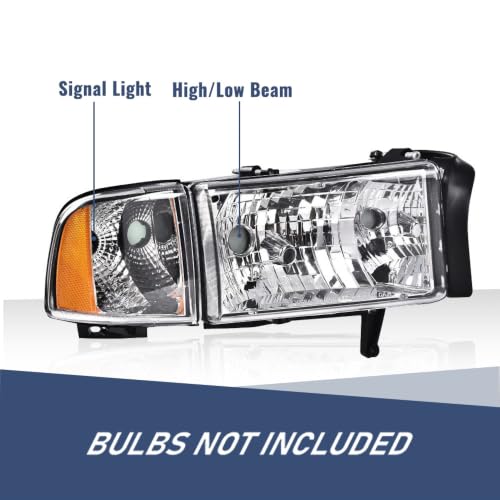 PIT66 Front Headlight Assembly Fit 1994-2001 Ram 1500, 94-02 Ram 2500 3500 by PIT66 - Used condition - Image 5