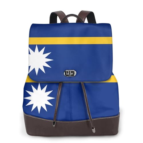 Sac à dos en cuir drapeau de Nauru idéal pour le campus universitaire et les sorties week-end