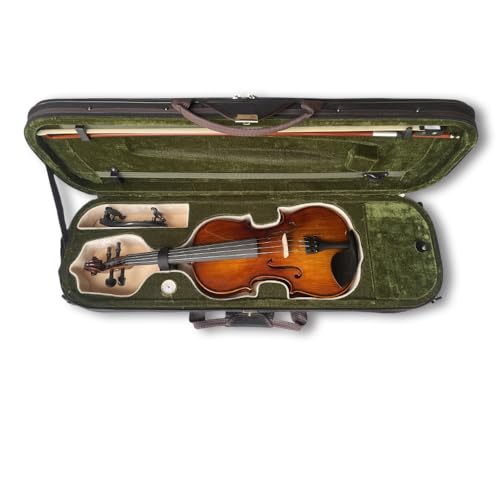 Yinfente Violino acústico 4/4 tamanho completo, 4 cordas, listras de tigre, madeira maciça, acessóri