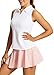 baleaf Women's Tennis Shirts Tank Tops Sleeveless Golf Polo Racerback with Zipper Collar Athletic Tanks Quick Dry-White-XL