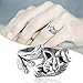 Women Cat Open Ring Adjustable Engraved Ring Fashion Jewelry Vintage Engagement Rings Cute Proposal Rings (Silver, 6)