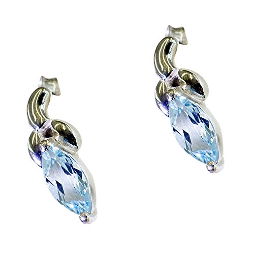 Boucles d'oreilles topaze bleue bijoux artisanaux pour femme