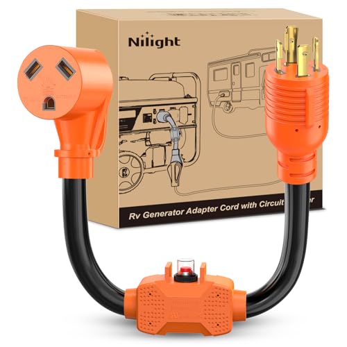 Nilight RV Generator Adapter Cord with Circuit Breaker Overload Protector