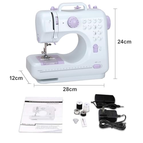 12 steken multifunctionele naaimachine, huishoudelijke naaimachine, elektrische naaimachine, draagbare naaimachine, dubbele lijn, twee snelheden omgekeerde steek, pedaal, kleine tafellamp,) - Image 3