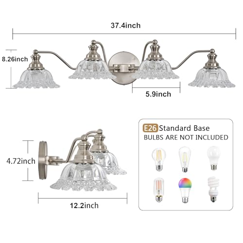 Image of XIEDUN Brushed Nickel 4 Light Vanity Light