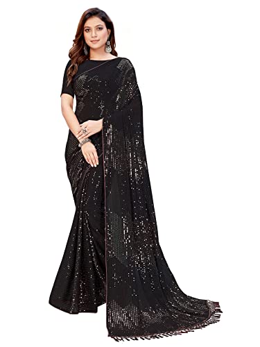 Sari en georgette léger à paillettes pour silhouette sublimée