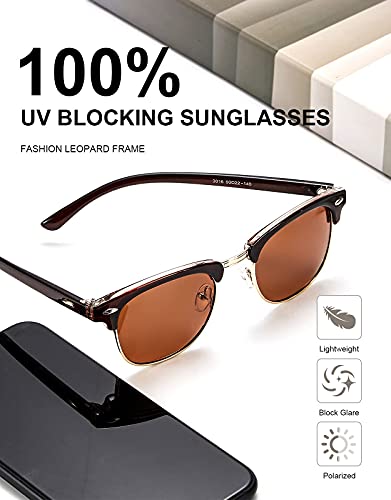 OKH Polarized Sunglasses for Women and Men Semi Rimless Frame 100% UV Protection Retro Driving Sun Glasses2