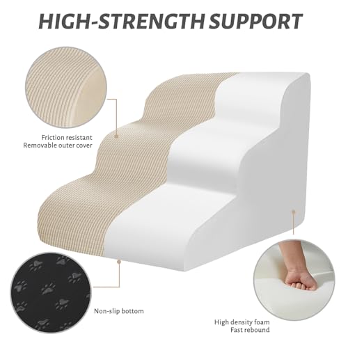 image for Aodisman 3-Step Dog Ramp and Stairs for Sofa and Chair - Non-Slip Stur
