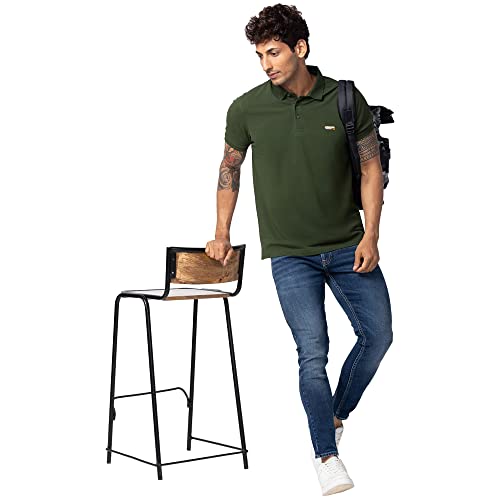 Image of Spykar Polo Collar Half Sleeves Cotton Blend Slim Fit T-Shirt for Men