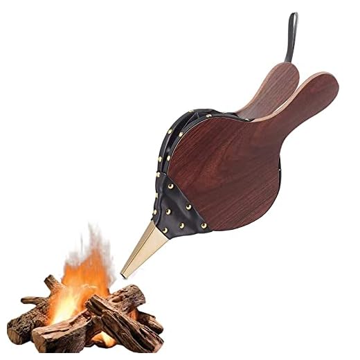 N/S Fuelle para chimenea, fuelle de madera, fuelle de soplado de madera, para barbacoa, con correa de piel, para exteriores, camping, carbón vegetal