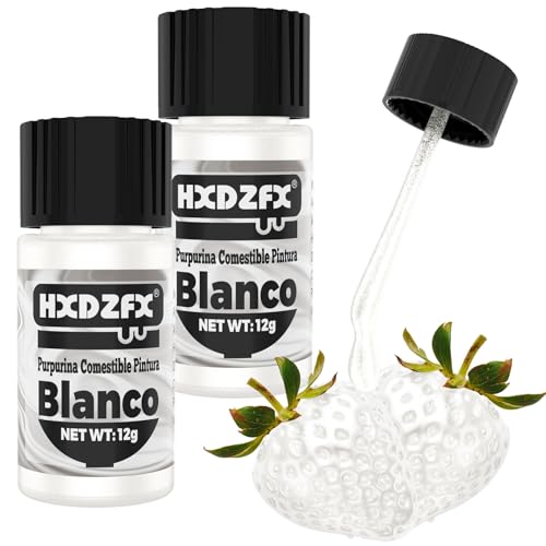Purpurina Comestible Pintura - Blanco Colorante Alimentario Pintura Metalizada - 100% Comestible Cake Glitter Pintura para Alimentos, Dulces, Bebidas, Chocolates, Tartas, Cócteles - 24g