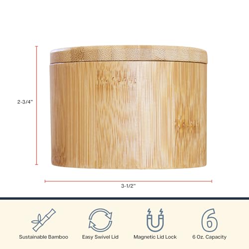Totally Bamboo Salt Cellar – Wooden Salt Box with Magnetic Lid for Countertop Storage, 6 oz Capacity