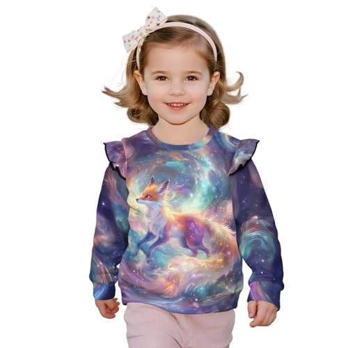 DISNIMO Toddler Sweatshirts Kids Long Sleeve Shirts Girls Sweatshirt Ruffle Sleeves Pullover Fall Clothes Outfit Crewneck