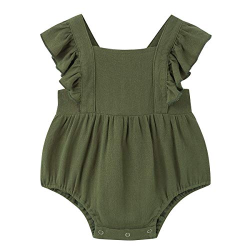Image of Simplee kids Baby Boys Girls Ruffle Romper Summer Outfit Jumpsuit Linen Bodysuits