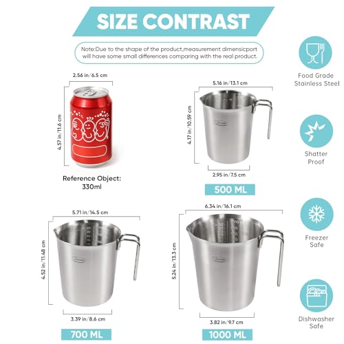 Image of Newness 3-Pack Stainless Steel Measuring Cups Set, Metal Measuring Cup