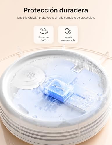 Miniatura 6 de X-Sense Detector De Humo Inteligente Para El Hogar, Vida Útil De 10 Años Con Batería Reemplazable, Función Wi-Fi Y App, Modo Nocturno, Xs0e-Ir, 1 Unidad