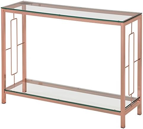 !nspire 2 Tier Chrome/Glass Console, Rose Gold