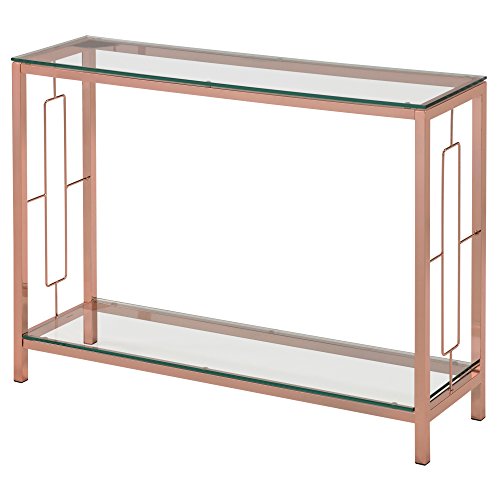 !nspire 2 Tier Chrome/Glass Console, Rose Gold