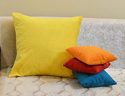 Image of Khooti Molfino Cushion Cover, 18x18 | Yellow | Pack of 5 | Solid Plain Soft & Smooth, Decorative Cushion Covers for Living Room, Bedroom, Couches, Chairs, Sofas, Beds & Home Decor
