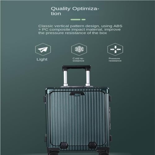 Suitcase Aluminum Frame Suitcase Front Opening Password Box Business Boarding Universal Wheel 20-inch Trolley Case Suitcase Tags(White)2