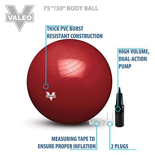 Valeo-Exercise-Body-Ball-Professional-Grade-Anti-Burst-Fitness-Balance-Ball-for-Pilates-Yoga-Stability-Workout-Training-Physical-Therapy