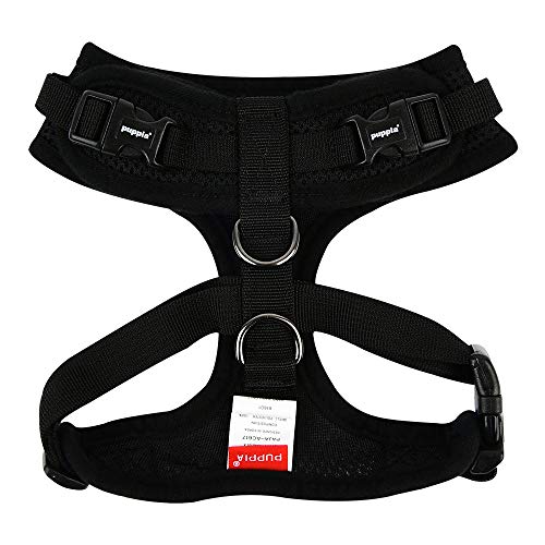 Authentic Puppia RiteFit Harness with Adjustable Neck, Black, Small