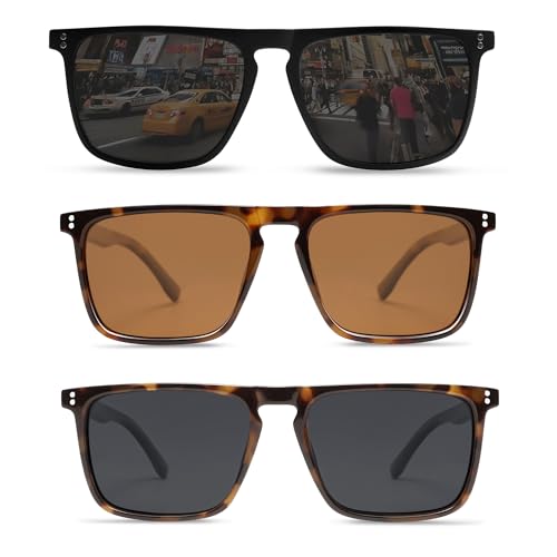 Image of VANLINKER Polarized Square Sunglasses for Men Women Dark Shades with UV Protection for Driving VL9748