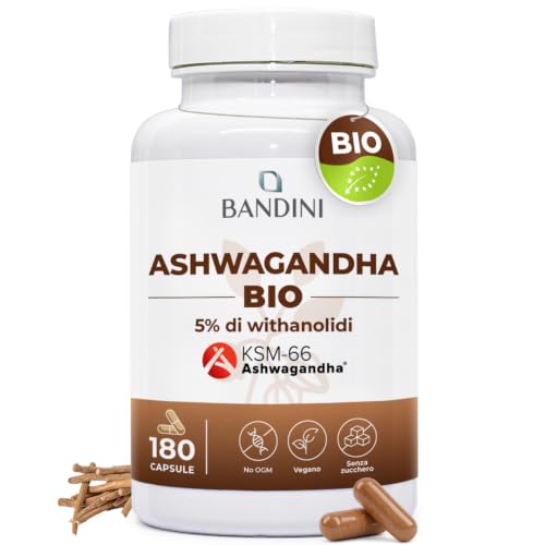 Bandini® Ashwagandha BIO KSM-66® Vegan (180 Capsule) - Withania Somnifera 100% Biologica con il 5% di Withanolidi - Integratore Naturale Qualità Premium KSM Pura - Rimedio Ayurvedico per Mente e Corpo