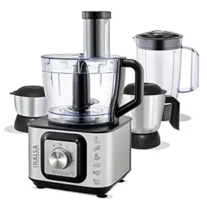 Inalsa INOX 1000 1000W Food Processor with Blender Jar,304 Grade SS Dry Grinding,Chutney Jar,12 Accessori