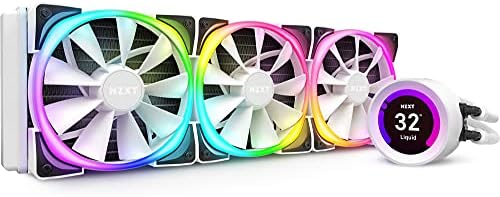 NZXT Kraken Z73 RGB 360mm - RL-KRZ73-RW - AIO RGB CPU Liquid Cooler - Customizable LCD Display - Improved Pump - Powered by CAM V4 - RGB Connector - Aer RGB 2 120mm Radiator Fans (3 Included) - White