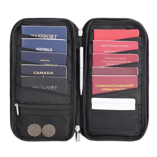 WALNEW RFID Passport Holder & Travel Wallet, Black