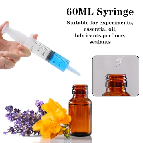 60ml syringe with cap syringes without needle for liquid scientific labs measurement pet feeding ink refilling oil or glue applicator 3 pack