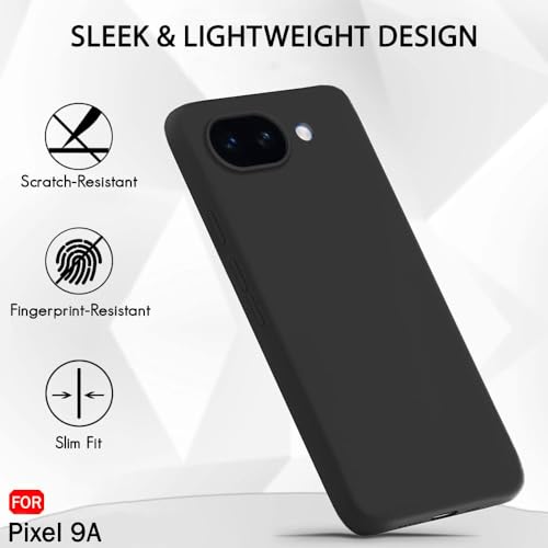 Image of TheGiftKart Genuine Liquid Silicone Back Cover Case for Google Pixel 9A | Soft Micro-Fibre Lining Inside | Camera Protection Bump | Shockproof Back Cover Case for Google Pixel 9A (Silicone, Black)