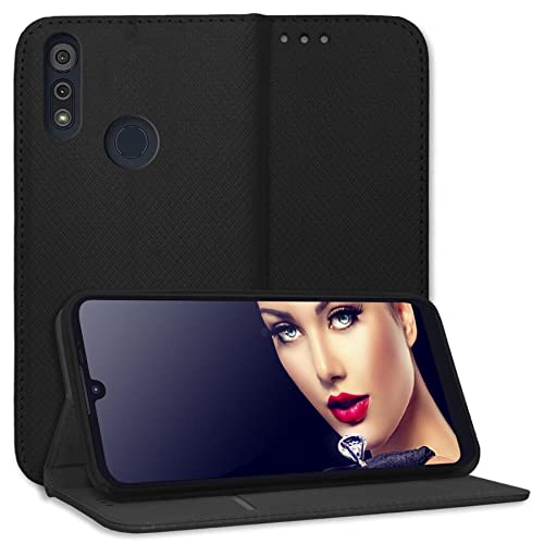 mtb more energy® Funda protectora tipo libro para Motorola Moto E6s (6,1 pulgadas), piel sintética, con tapa, color negro