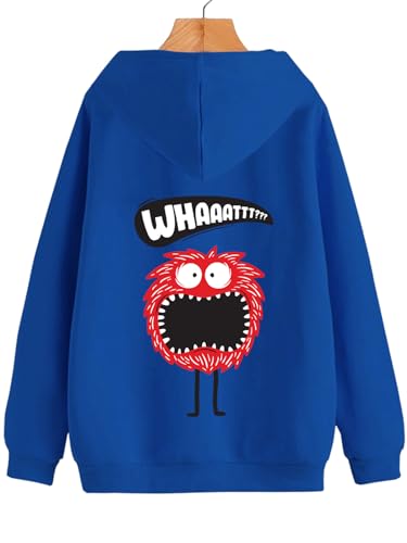 Image of Veirdo Cotton Fleece Regular Fit Full Sleeve Hooded Sweatshirt Front and Back Graphic Printed Jumper Hoodie for Men