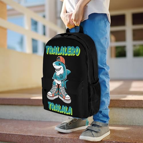 Sac à Dos Tralalero-Tralala Brainrot - Dimensions 42x30,5cm, Tissu Oxford Résistant, Poche Ordinateur - Pour école, Voyage, Quotidien - 4
