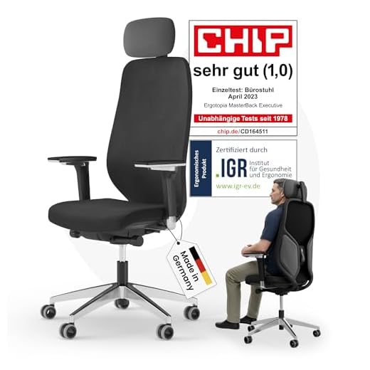 Ergotopia MasterBack Executive ergonomischer Bürostuhl [TESTSIEGER] – Schreibtischstuhl ergonomisch mit 3D-Neigungsmechanik & 5D-Armlehnen – Perfekt als Drehstuhl für Büro & Home Office