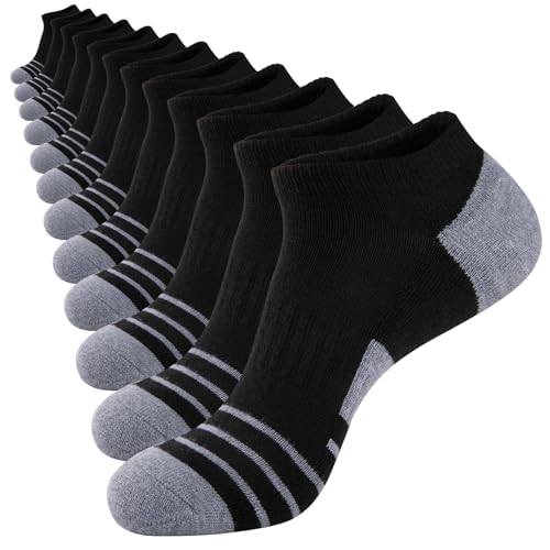 COOVAN 12 Pack Mens Socks Black Ankle Low Cut Comfort Breathable Casual Cushion Socks（12 Pairs ）