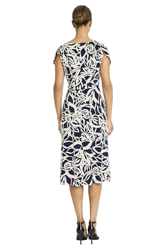 Maggy London Women's Midi Length Cap Sleeve Wrap Fitted Waist-Elegant a Line Dress3