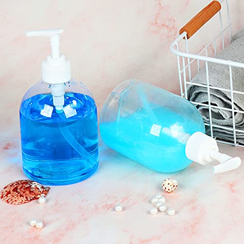 Yishik 16oz Clear Empty Plastic Shampoo Pump Bottles,3 Pack 500ml Refillable Cylinder Bottle for Shampoo,Lotions,Conditioner & Wash Shower Dispenser(4 Labels as gift) - Image 2