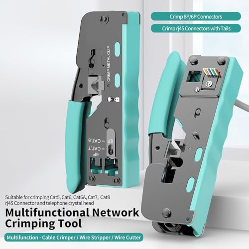 Image of SmartTech Cat7 / Cat5 Crimping PassThrough Tool Kit With Wire Stripper Cutter for Network RJ45 Ethernet LAN Cable Compatible With Connectors Cat5 Cat5e Cat6 Cat6A Cat7 and RJ11 RJ12 Telephone Cable