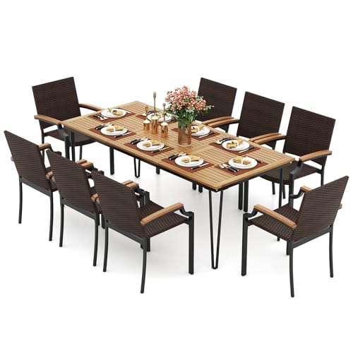 Tangkula 9 Piece Patio Dining Set, 79”...