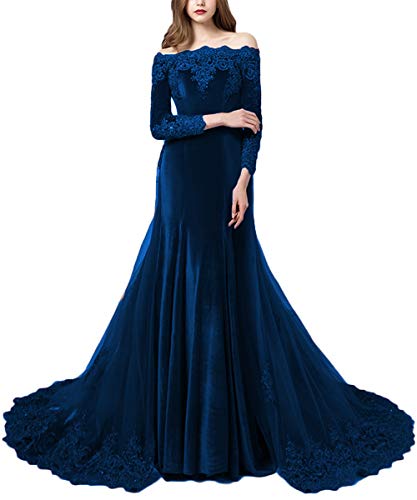 navy velvet evening dress