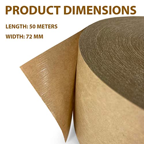 Image of SECUREMENT Paper Tape Plain Biodegradable Green Recyclable Craft Tape (50 mtr length) (3 inch INCH, 48 Tape Rolls)
