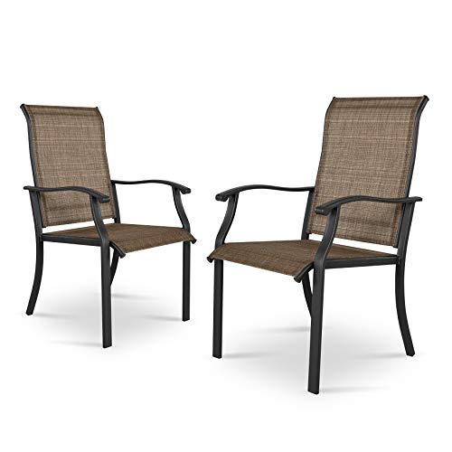 Nuu Garden Outdoor Dining Chairs Set of 2 Patio Bistro Chairs with Breathable Textilene Fabric and Metal Frame - Brown