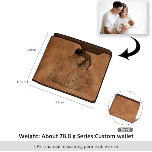 Generic Personalized Father's Day Gifts, Custom Photo Wallets for Men from Wife, Son, Daughter，Billeteras De Hombres, Brown2