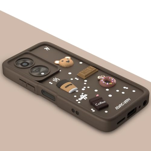 Image of Bintage Cute Fun Ball | Taddy Cartoon 3D Smiley Coffee Cup | Milk Donut | Full Camera Protection Back Cover Compatible for Oppo CPH2495 / Oppo A78 5G - Brown